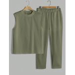 Armless polo and drawstring waist trouser