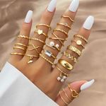 product_image_name-Fashion-24 pcs/Set Women's Simple Casual Rings Alloy Rings - Gold-1