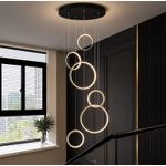 Modern Cascading 6-Ring LED Spiral Pendant Chandelier