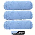 300g 8 Strands Milk Cotton Hand Knitting Wool/Yarn-Sky Blue 