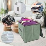 product_image_name-Generic-Foldable Storage Box with Dustproof Lid and Handle, Foldable Storage Bin Collapsible Storage Organizer for Closet, Bedroom, Home, Green-7