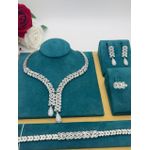 Longchain  Premium Unique Sophisticated Diamond Iced Bracelet/Ear-ring/Ring & Necklace Set