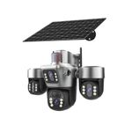 Generic 4-Lens Solar Powered PTZ CCTV Camera – 360° Multi-View, Full Color Night Vision, Human Detectio(T40)n