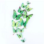 12 Pcs Double Layer Butterfly Stickers - Green