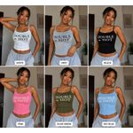 Fashion "DOUBLE = HOT" Graphic Cami Top grey
