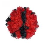 Fashion Drawstring Hair Bun Scrunchie Black-Red Mix Fluffy Afro Curls - image 5
