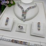 Longchain  Premium Unique Sophisticated Diamond Iced Bracelet/Ear-ring/Ring & Necklace Set