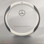 Generic Pure Leather Mercedes Benz Steering Wheel Cover Black & White Universal - image 2