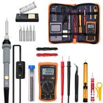 Generic 19 in 1 60W Adjustable Temperature Soldering Iron Multimeter Tool Set, Color: Gray EU Plug