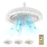TIMBUTUS LED Ceiling Fan Light with Remote Control – 360° Air Circulation, Crystal Lampshade, E27 Screw Base - image 3