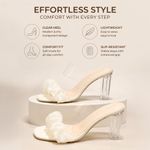 Baolihua Elegant White Summer High Heels，Clear Block Heel Open Toe Slide Sandals - image 2