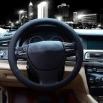 Generic High quality leather steering wheel cover - anti slip grip Black - image 3