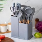 Generic Non-Stick Friendly 19-Piece Silicone Cooking Utensils Set With Knife Block – Scratch-Proof Grey - image 5