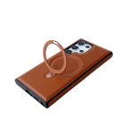Generic Leather MagSafe Case with Integrated 360° Ring Stand for Samsung Galaxy S25 Ultra - image 2