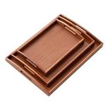 3 in 1 Polished Dark Brown Wooden Bamboo Tray