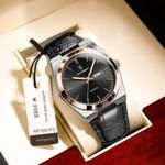 product_image_name-POEDAGAR-Super High Quality Stainless Steel & Black Leather Wristwatch - Water Resistant-1