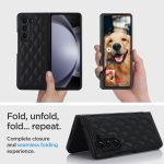 Generic Samsung Galaxy Z Fold 6 Luxury PU Leather Shockproof Slim Case with Privacy Screen - Black - image 2