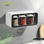 Generic Adhesive 3 in 1 Wall Mounted Spice Rack with Spoon - image 2