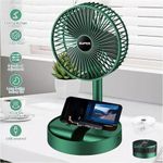 Generic Portable USB Rechargeable Folding Fan – Collapsible Telescopic Stand - Green - image 2