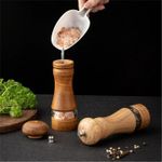 product_image_name-Generic-Wooden Salt and Pepper Grinder Set with Acrylic Window, Manual Grinder with Vintage Distressed Finish, Wood Tone, Ceramic Core, Adjustable Coarseness - 16.51 cm(Brown)-5