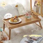 Bamboo Bed Breakfast Tray Table With Foldable Legs