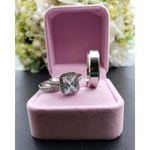Design Superior & Original Couple Silver Wedding/Engagement Ring Set 