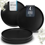 Stoneware Quality Flat Dinning Plate __ Black __4 pcs