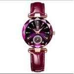 POEDAGAR Female Leather  strap down seconds Watch 