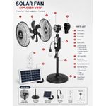 Jiuhang Rechargeable Solar Fan with Solar Panel & LED Light - image 2