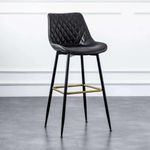 Generic Modern Diamond-Tufted Faux Leather Bar Stool - image 2
