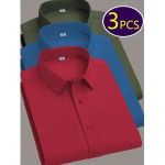 Plain Straight Cut Office Long Sleeve Shirt