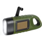 Generic nd Crank Solar Flashlight, LED Torch, 3-Light Portable Keychain for Camping Hiking Emergency (Green)