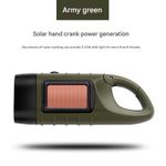 Generic nd Crank Solar Flashlight, LED Torch, 3-Light Portable Keychain for Camping Hiking Emergency (Green) - image 2