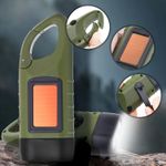 Generic nd Crank Solar Flashlight, LED Torch, 3-Light Portable Keychain for Camping Hiking Emergency (Green) - image 3