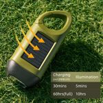 Generic nd Crank Solar Flashlight, LED Torch, 3-Light Portable Keychain for Camping Hiking Emergency (Green) - image 4