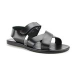 Roman Gladiator Leather Sandals - Black