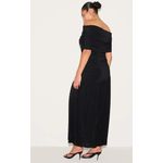 Fashion Plus Double Layer Slinky Bardot Ruched Maxi Dress - image 2
