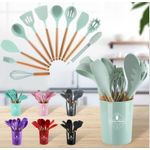 12PCS Silicon Non-Stick Cooking Spoon Set- Black