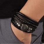 Fashion Men Multilayer Skin Leather Bracelet