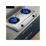 Generic Table Top Gas Cooker With 2 Burners Automatic - Stainless