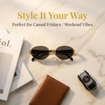 Fashion Women’s sunglasses Oval Shape Gold Frame Gray Lens - image 6