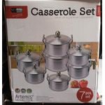7 Pieces Aluminum Casserole Pot Set Cooking Pots with Lids Kitchen Cookware Set
