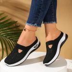 Breathable Black Sneakers For Ladies