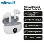 Wireless Bluetooth 5.3 Gaming Earphones LED Power Display Touch Control Earbuds-895B White