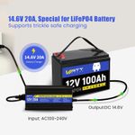 product_image_name-WattCycle-14.6V 20A Intelligent Float Charger - Battery Charger for All Vehicle Types, Sparkless Technology, Lightweight - Protects Li-Ion Batteries with Efficient Charging-2