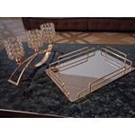 Generic 2 pc vanity tray and 3 arm crystal candle holder decor set - image 2