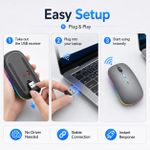 Generic Wireless Bluetooth Mouse Rechargeable Dual Mode 2.4G Silent Click Computer Mouse with 3-Level Battery Indicator Color LED Light Adjustable DPI for Laptop PC MacBook Grey - image 8