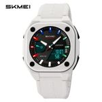 Skmei White Leather Double Time Wristwatch