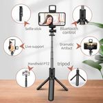 Generic Selfie Stick Tripod + Fill Light + Shutter Remote - black - image 4