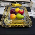 product_image_name-Generic-Quality Polished 3 In 1 Luxury Acrylic Serving Tray-3PCS Food Grade Serving Plate,TRAY Snack Tray with Ergonomic Handles - Durable Serving Platters for Breakfast, Coffee, Fruits, Vases, And Cups, Perfect for Home, Hotels, Cafes-1